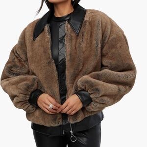 BRAND NEW UNWORN WeWoreWhat Faux Fur Bomber Jacket